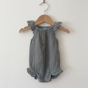 JAMIE KAY Neutral Olive Organic Cotton Muslin Ruffle Bubble